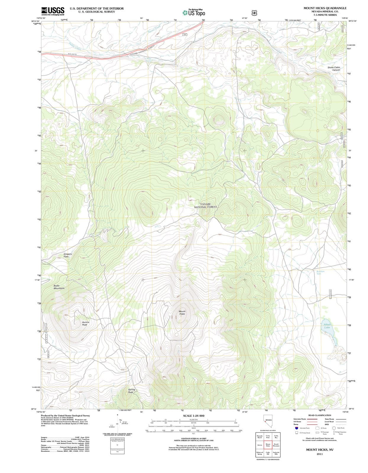 2011 Mount Hicks, NV - Nevada - USGS Topographic Map
