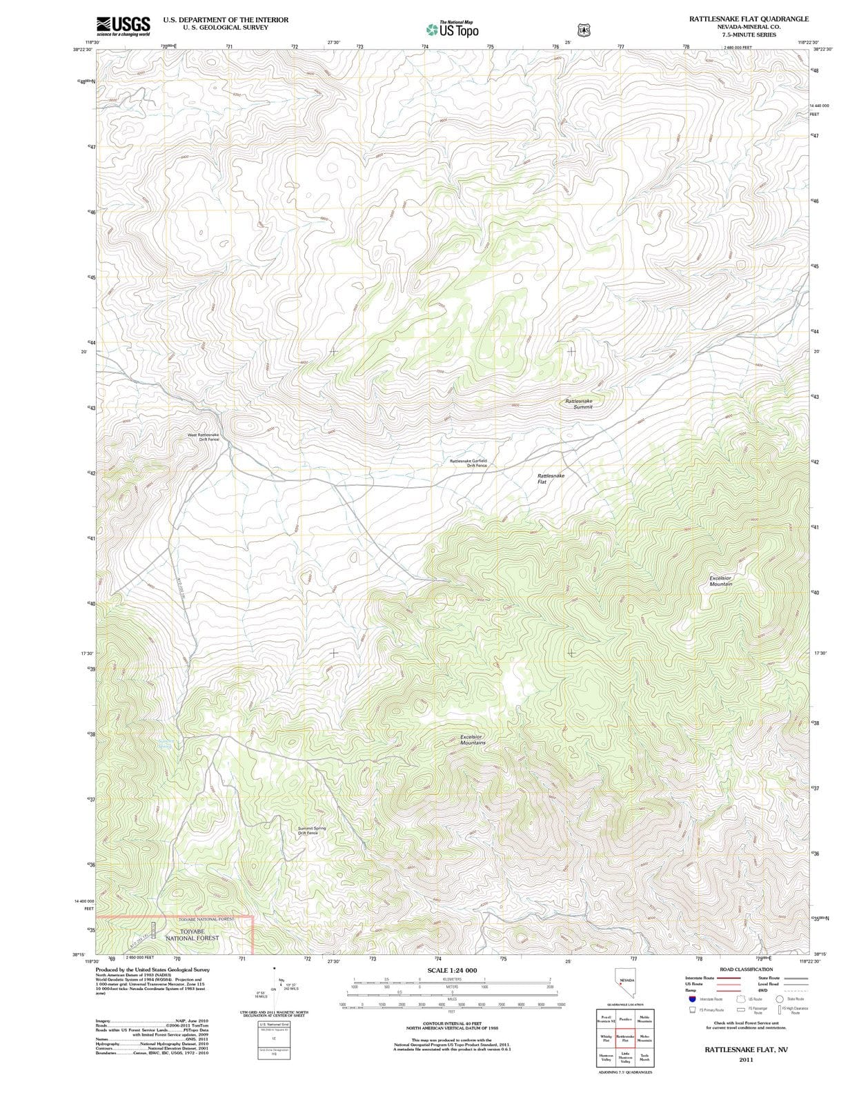 2011 Rattlesnake Flat, NV - Nevada - USGS Topographic Map
