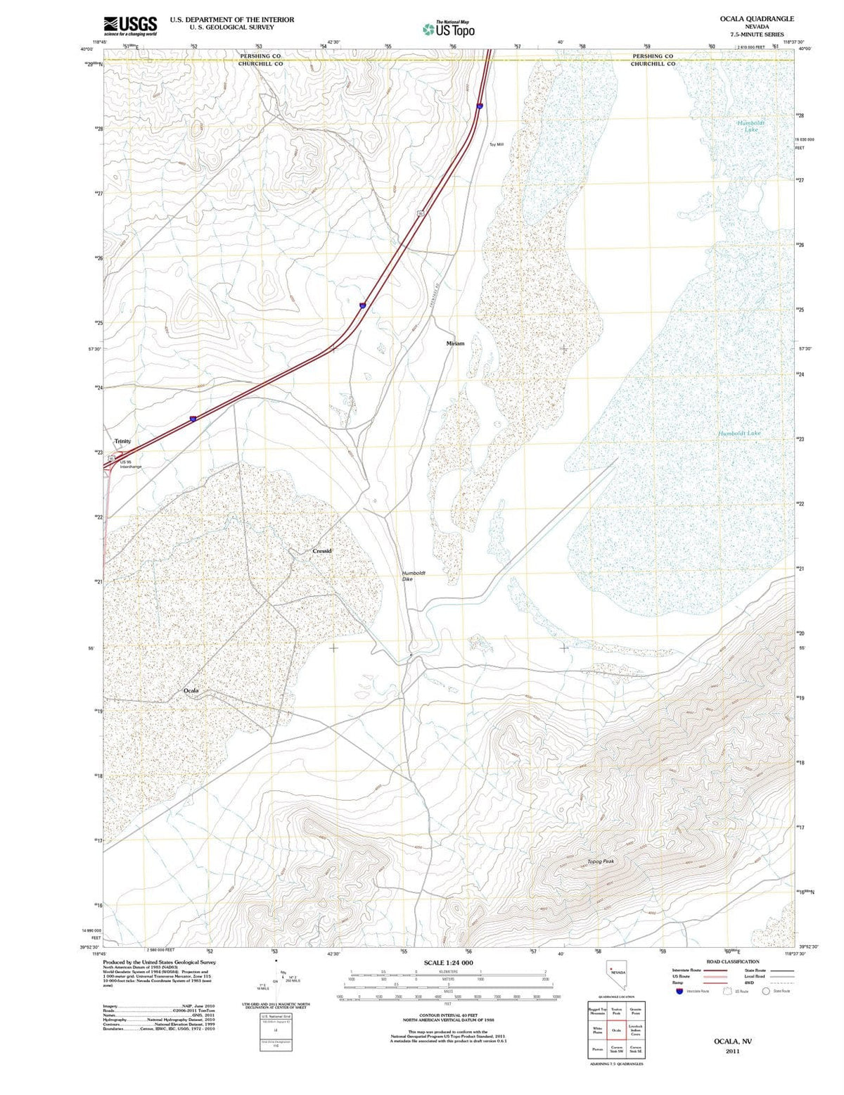 2011 Ocala, NV - Nevada - USGS Topographic Map
