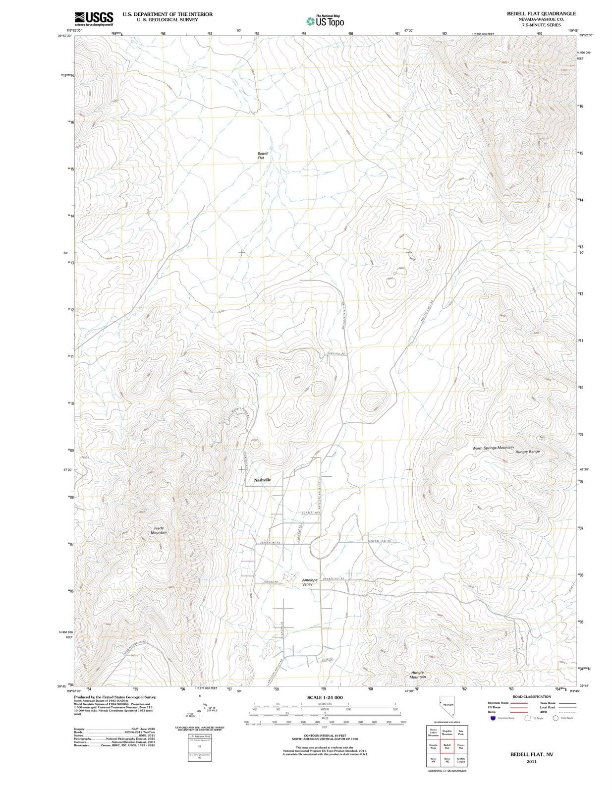 2011 Bedell Flat, NV - Nevada - USGS Topographic Map