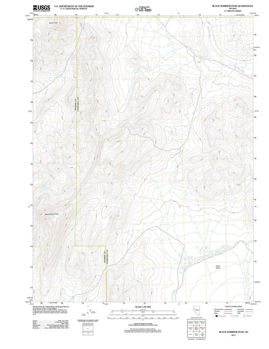 2011 Black Warrior Peak, NV - Nevada - USGS Topographic Map