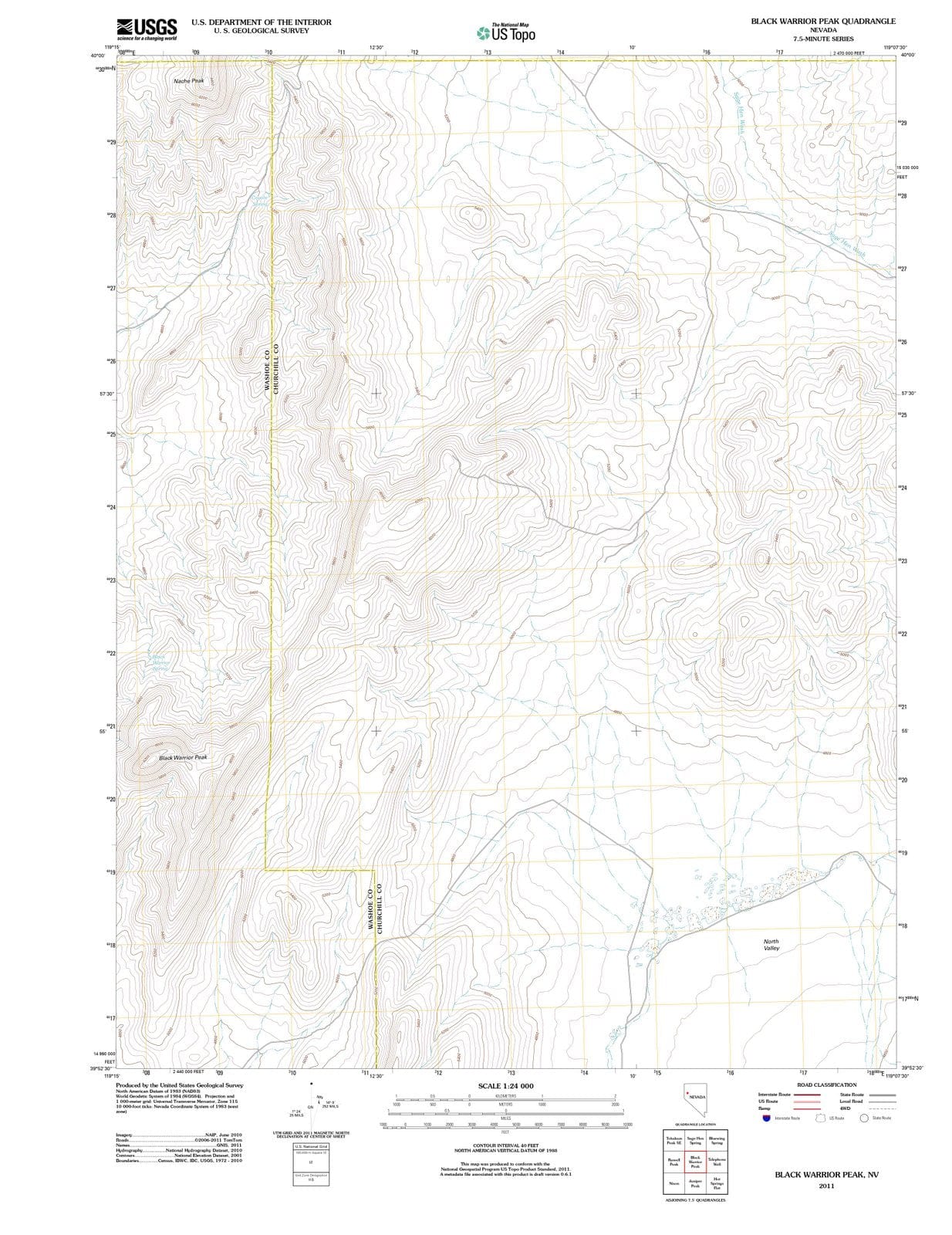 2011 Black Warrior Peak, NV - Nevada - USGS Topographic Map