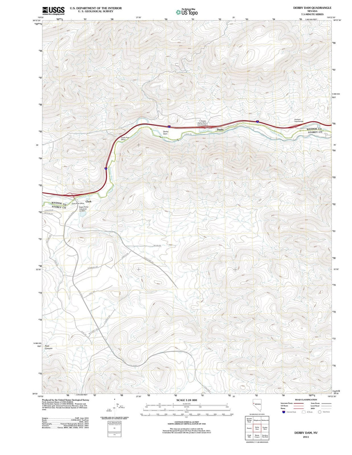 2011 Derbyam, NV - Nevada - USGS Topographic Map