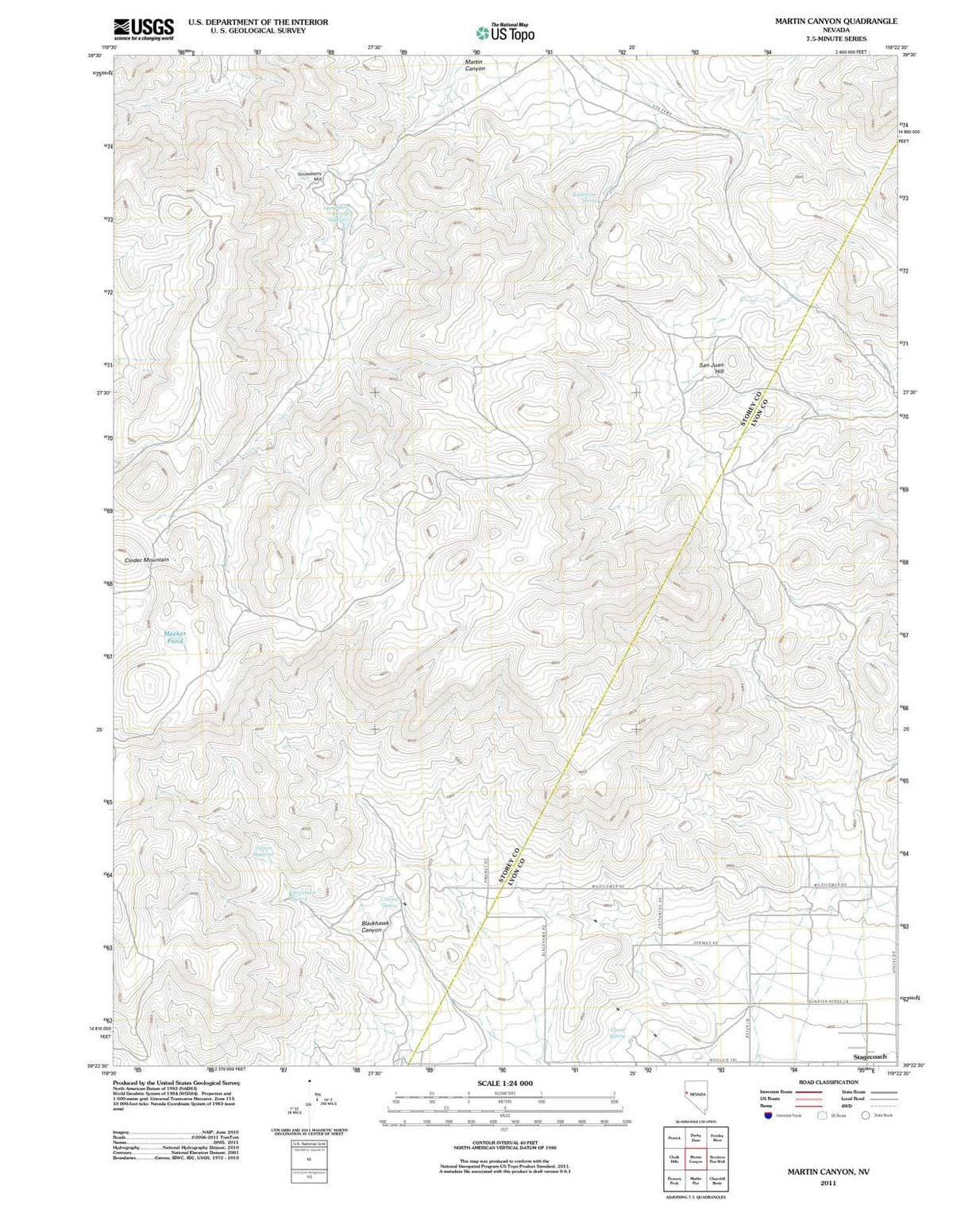 2011 Martin Canyon, NV - Nevada - USGS Topographic Map