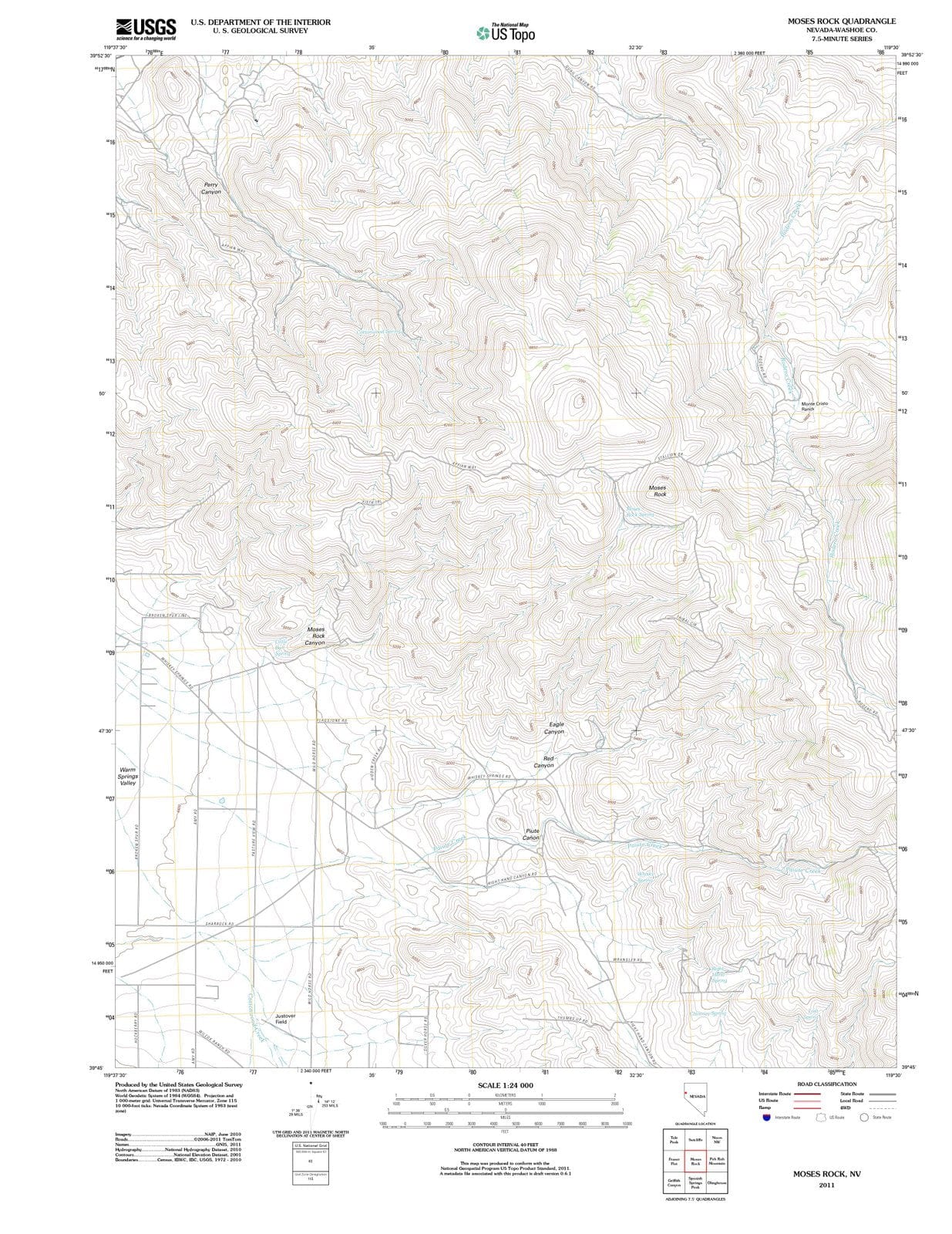 2011 Moses Rock, NV - Nevada - USGS Topographic Map