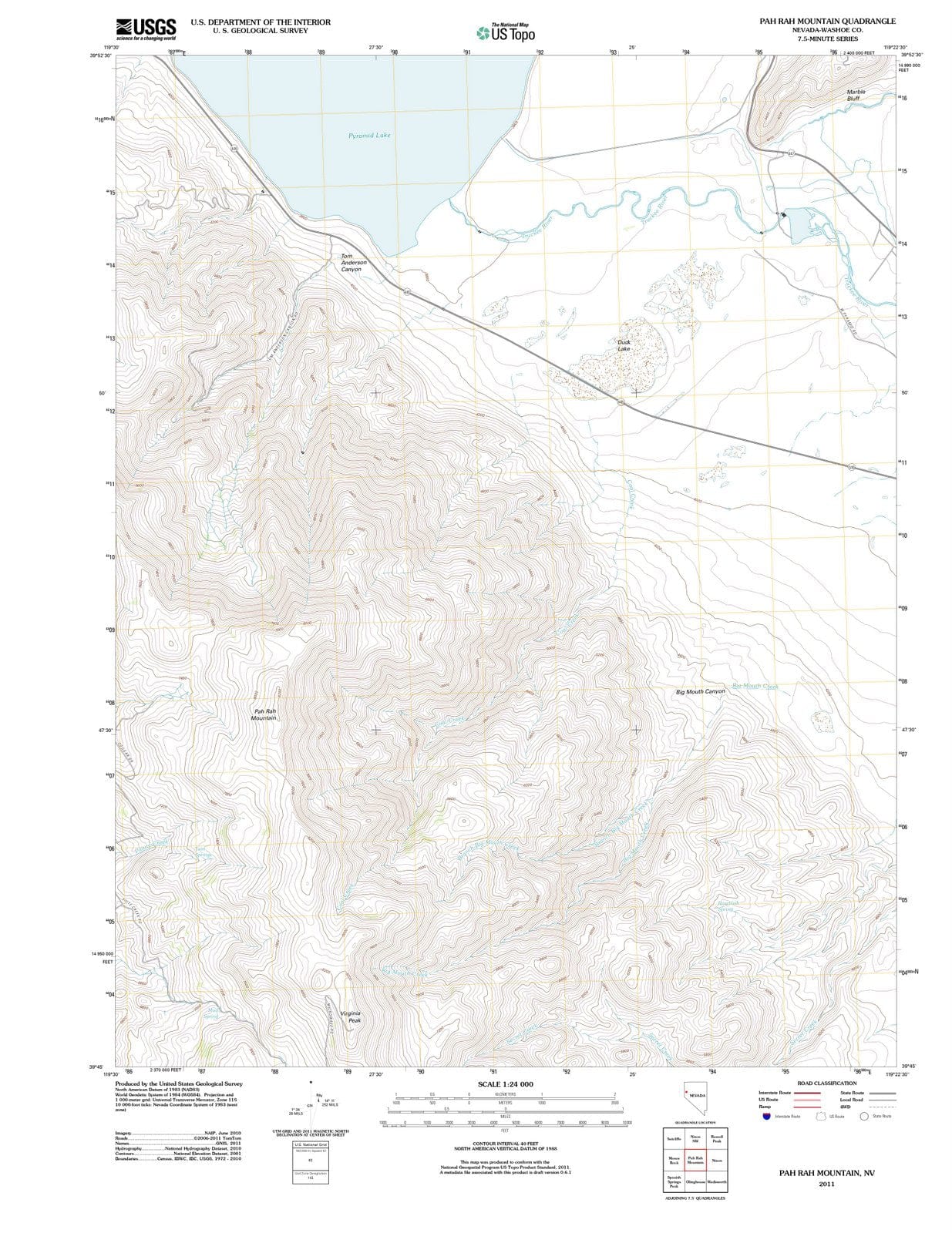 2011 PAH Rah Mountain, NV - Nevada - USGS Topographic Map