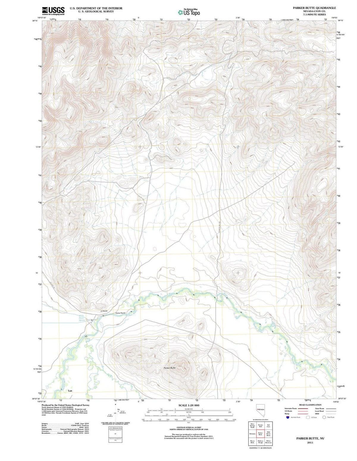 2011 Parker Butte, NV - Nevada - USGS Topographic Map
