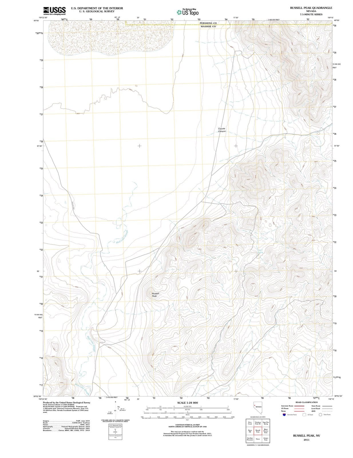 2011 Russell Peak, NV - Nevada - USGS Topographic Map