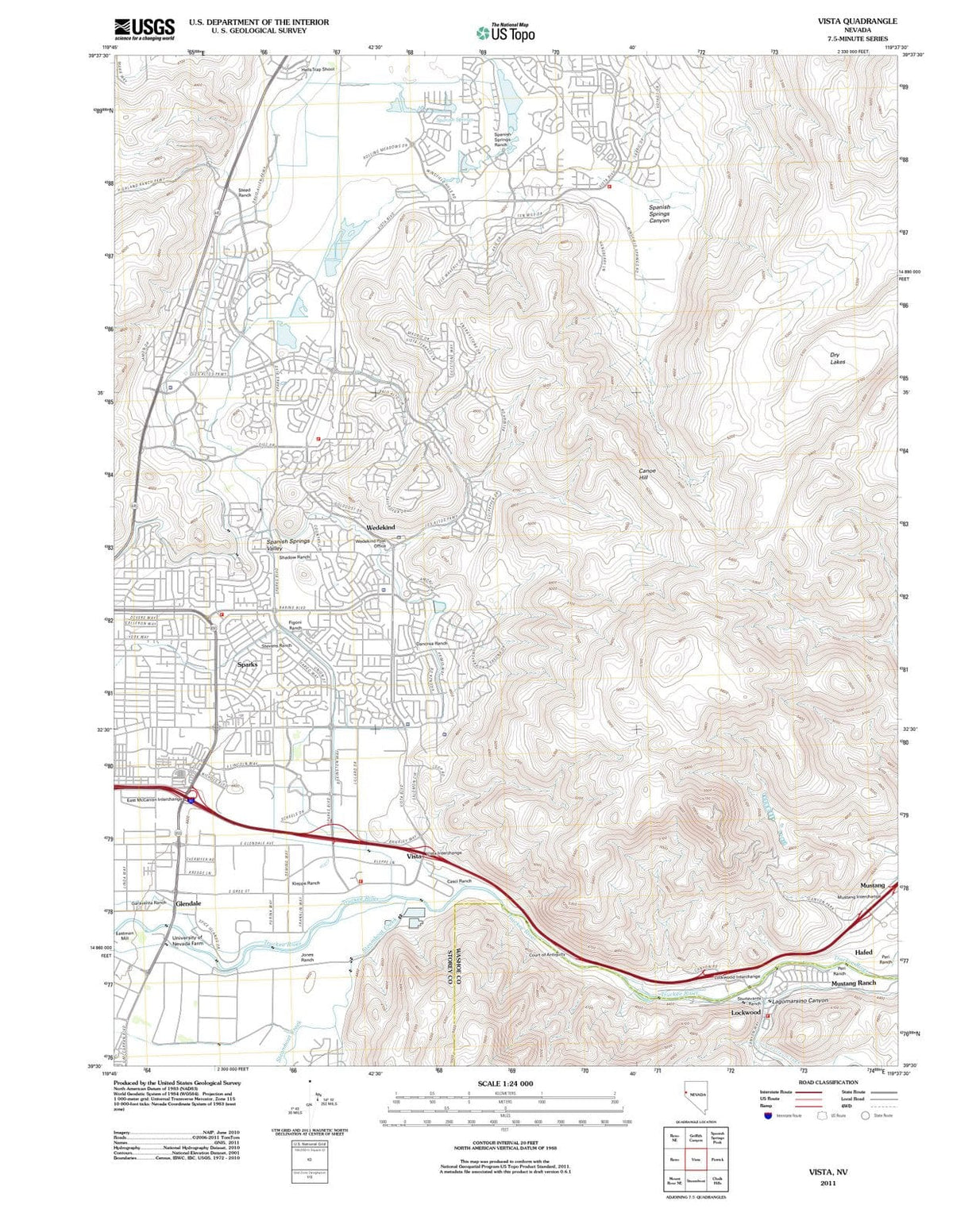 2011 Vista, NV - Nevada - USGS Topographic Map