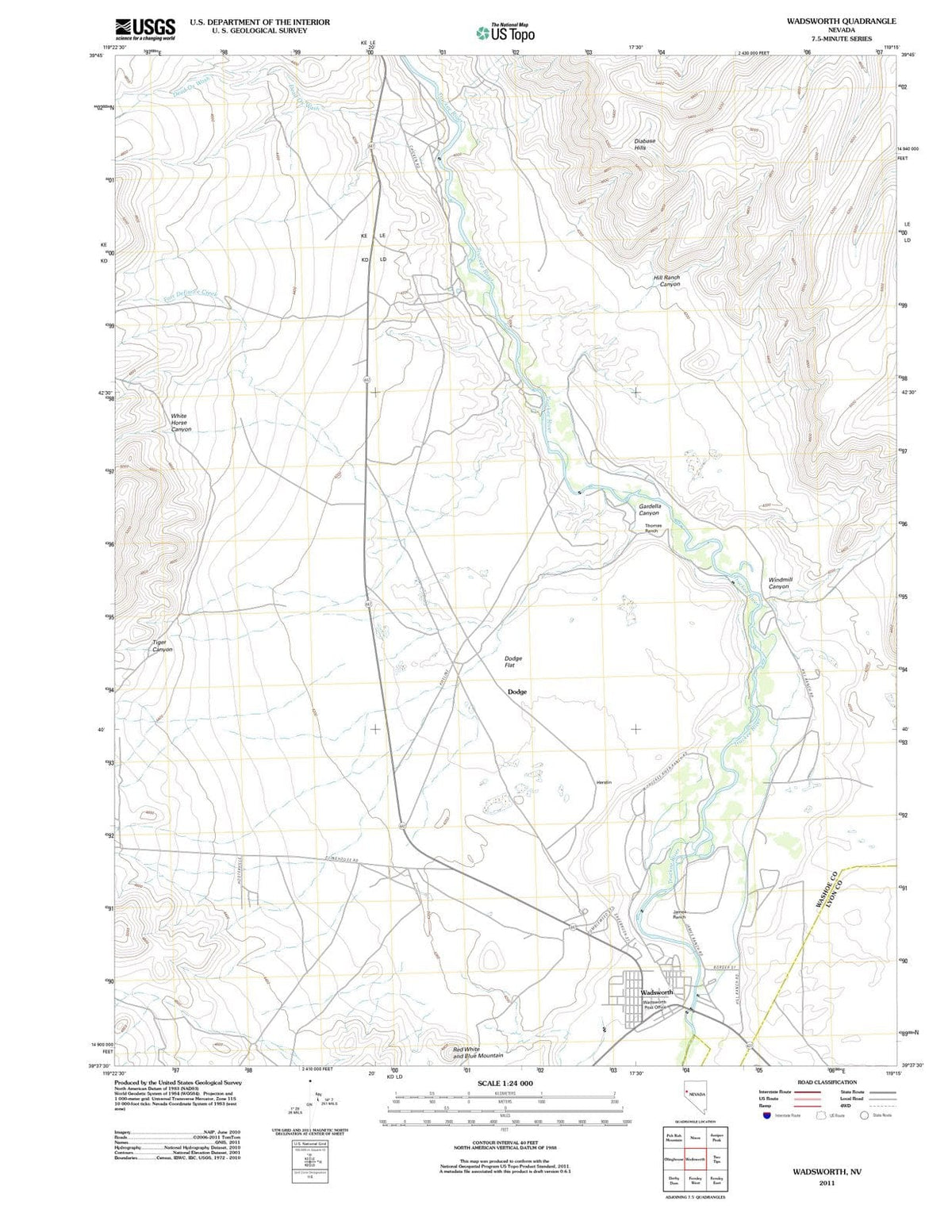 2011 Wadsworth, NV - Nevada - USGS Topographic Map