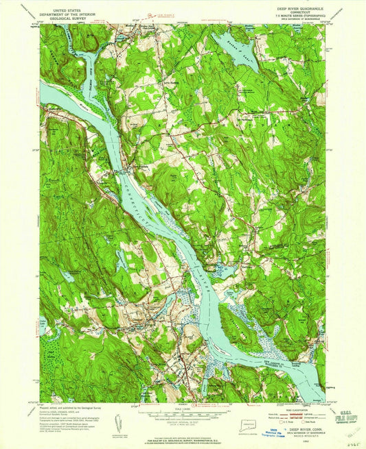 1952 Deep River, CT - Connecticut - USGS Topographic Map