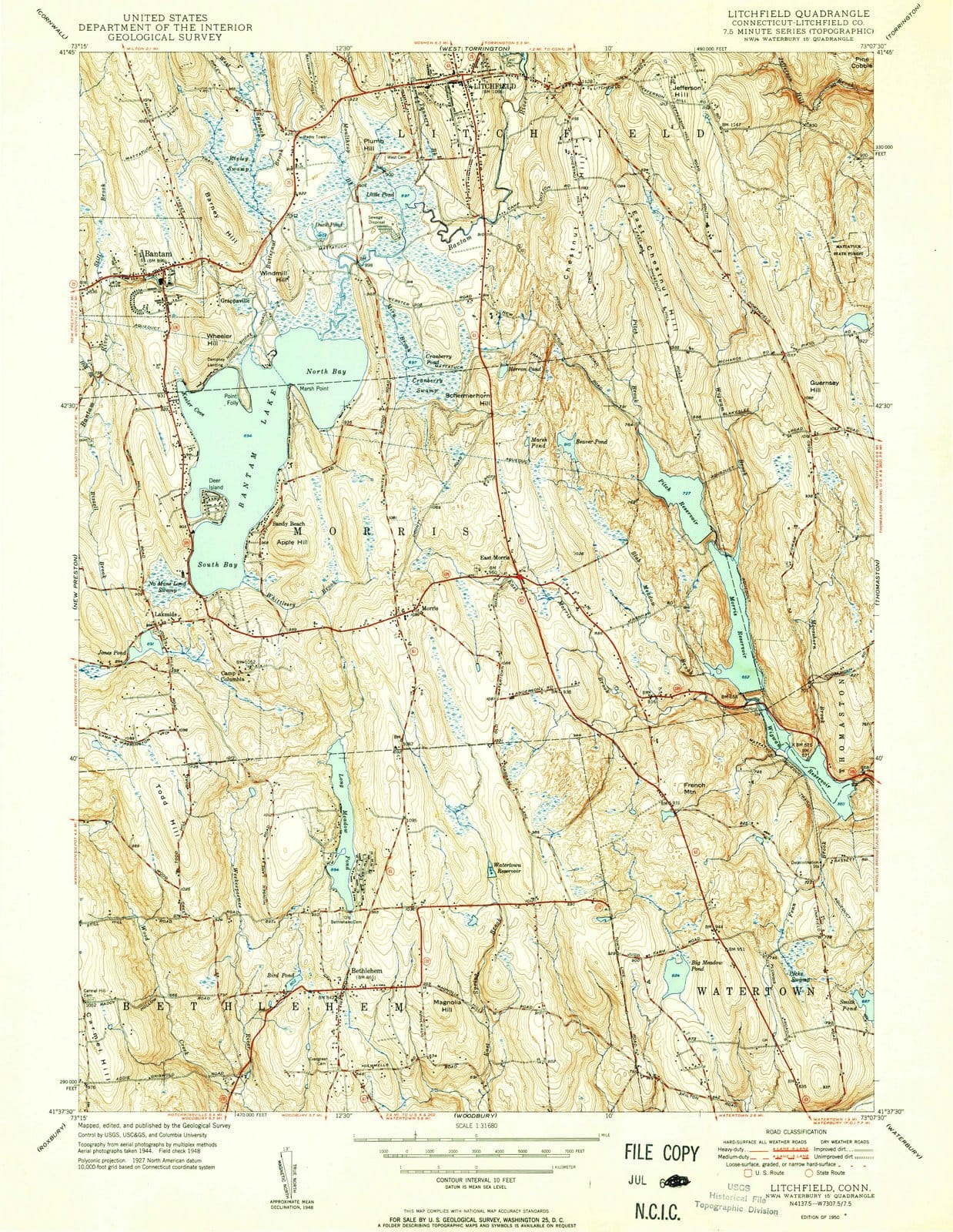 1950 Litchfield, CT - Connecticut - USGS Topographic Map