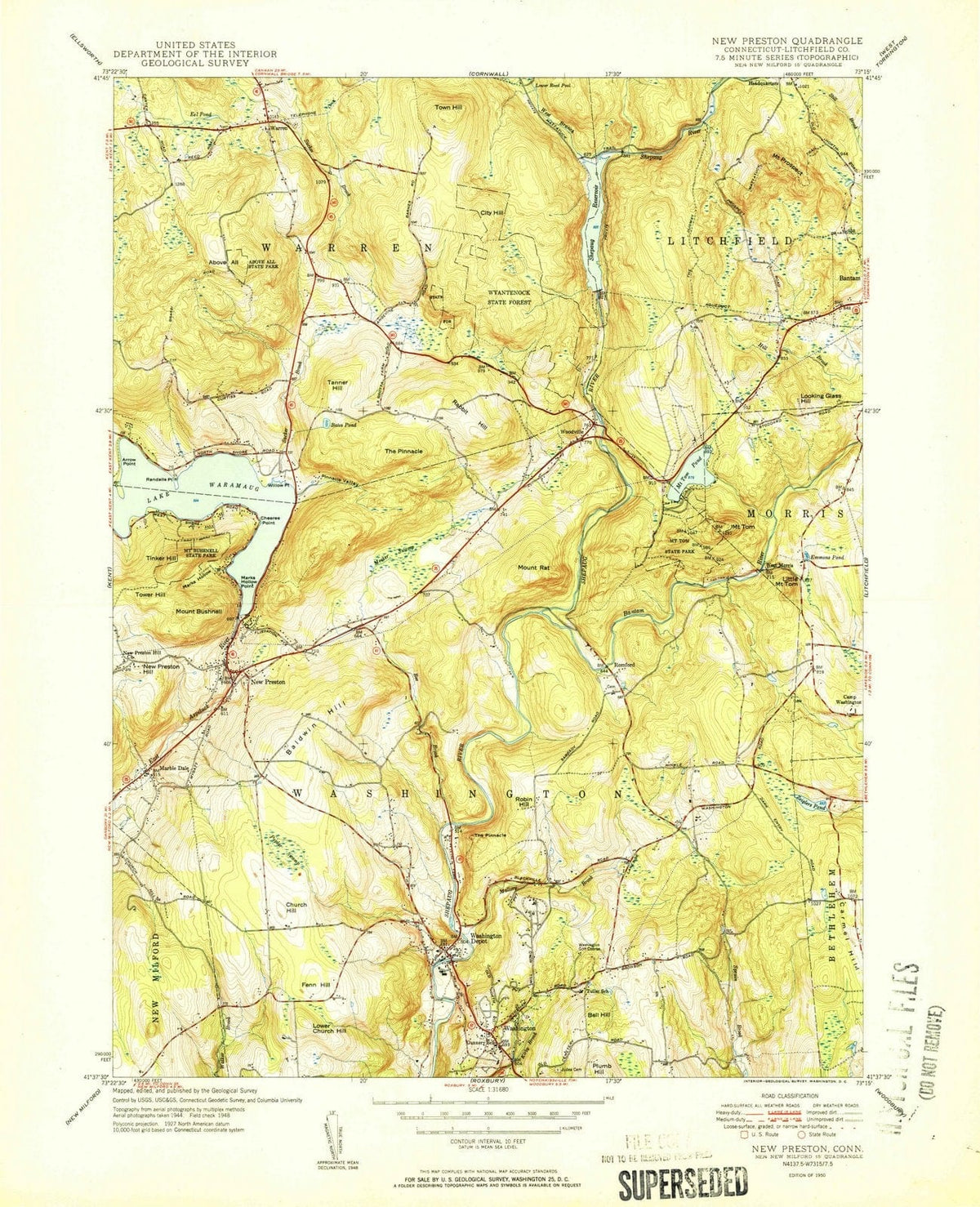 1950 New Preston, CT - Connecticut - USGS Topographic Map