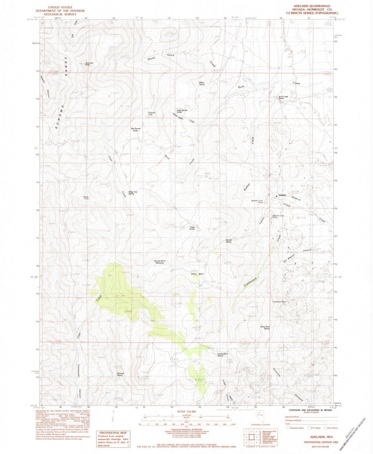 1983 Adelaide, NV - Nevada - USGS Topographic Map
