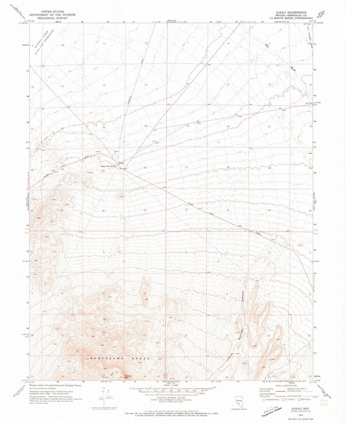 1970 Alkali, NV - Nevada - USGS Topographic Map