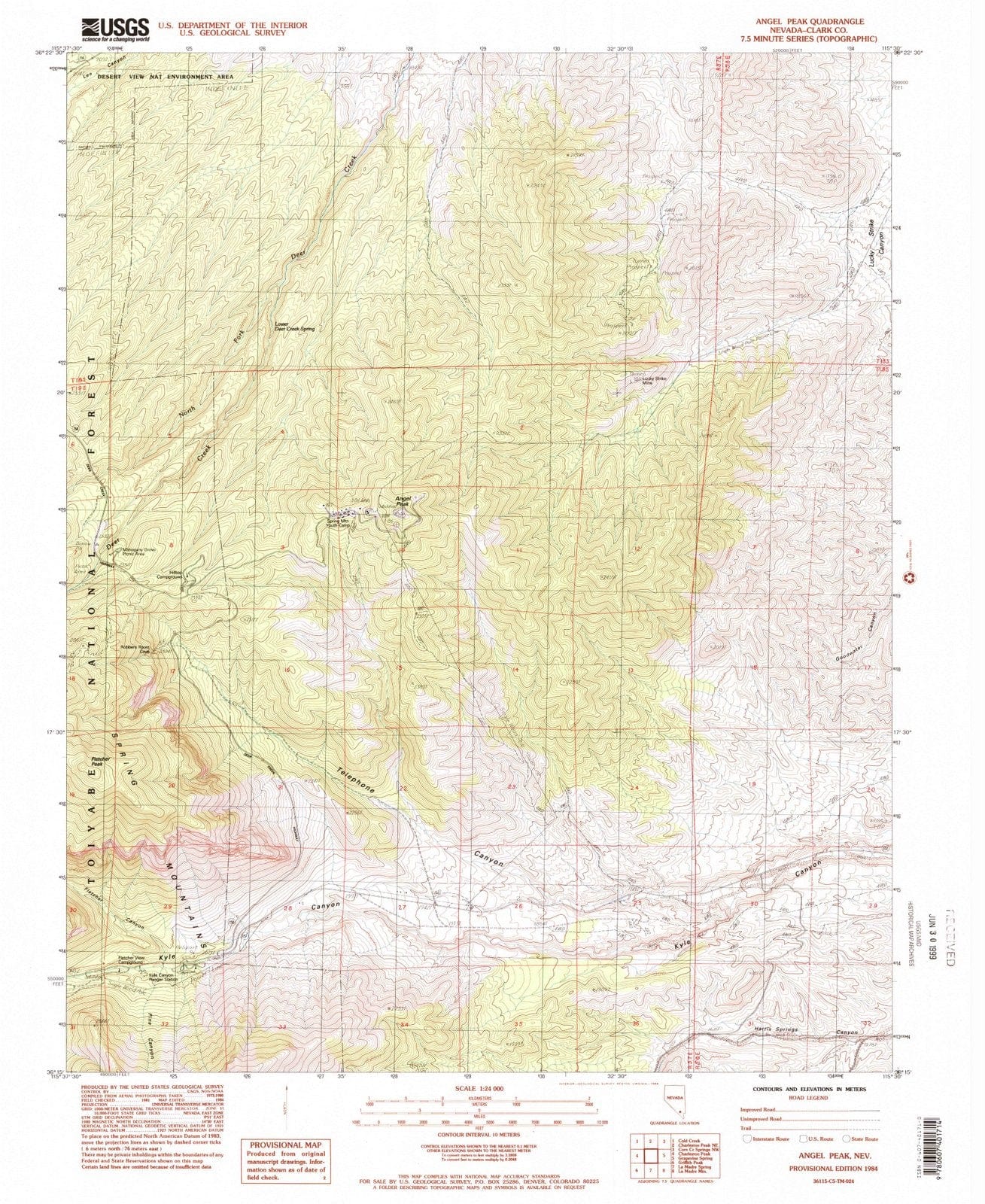 1984 Angel Peak, NV - Nevada - USGS Topographic Map
