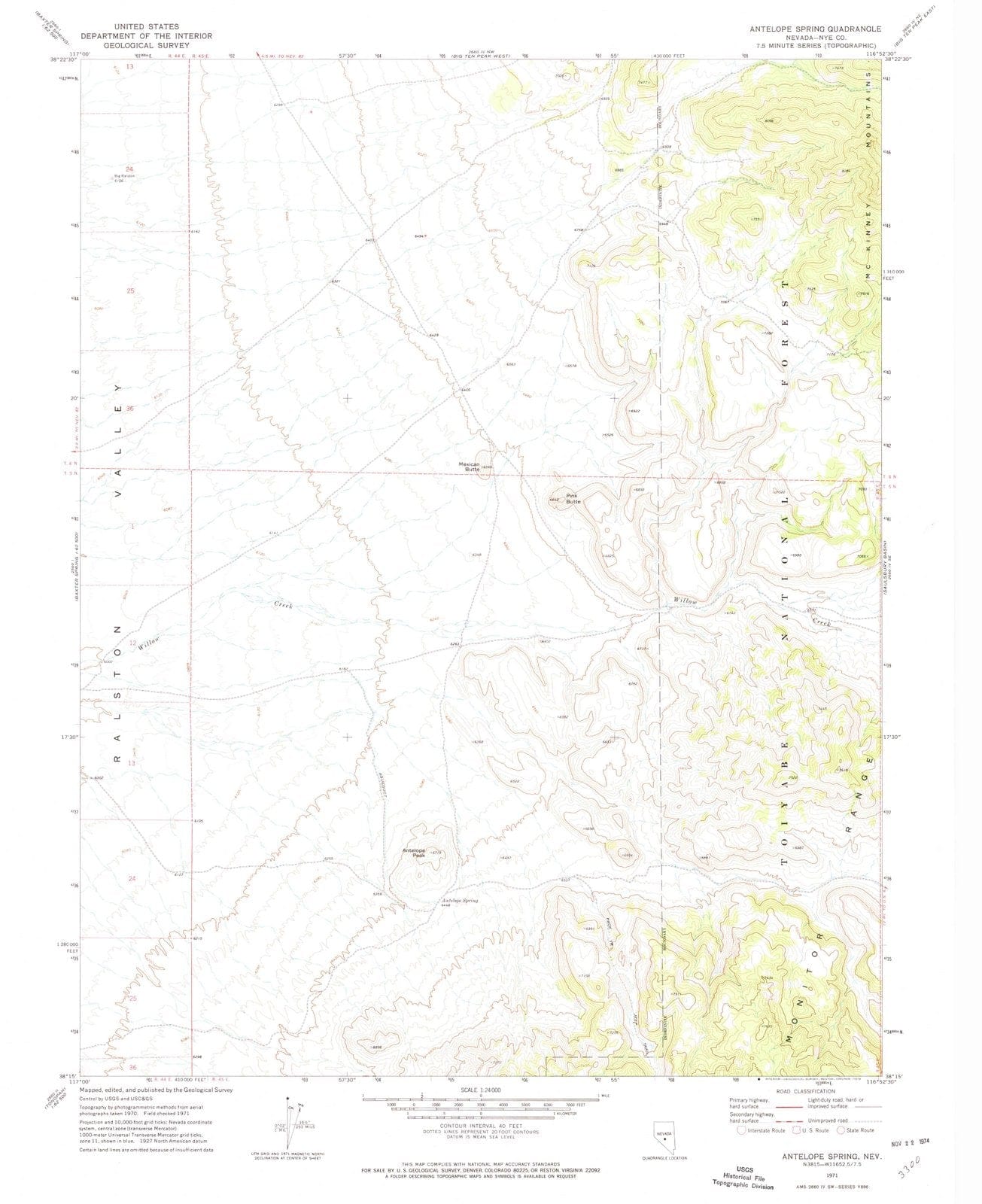 1971 Antelope Spring, NV - Nevada - USGS Topographic Map