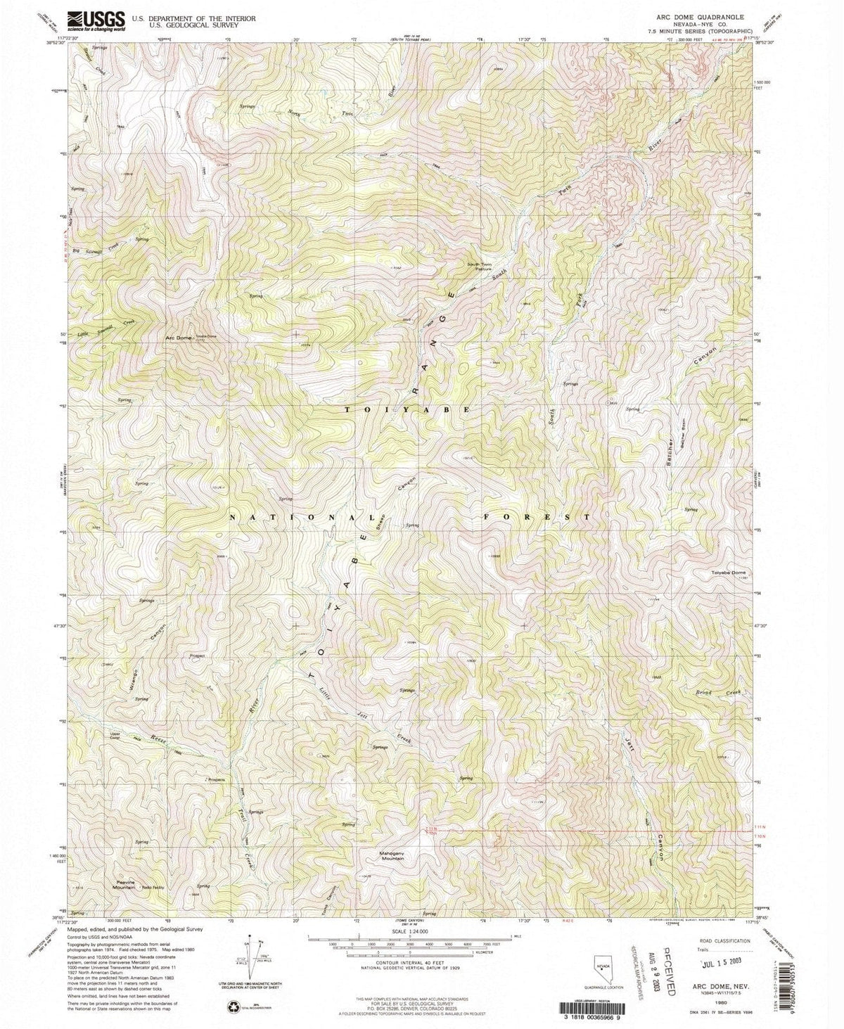 1980 Arcome, NV - Nevada - USGS Topographic Map