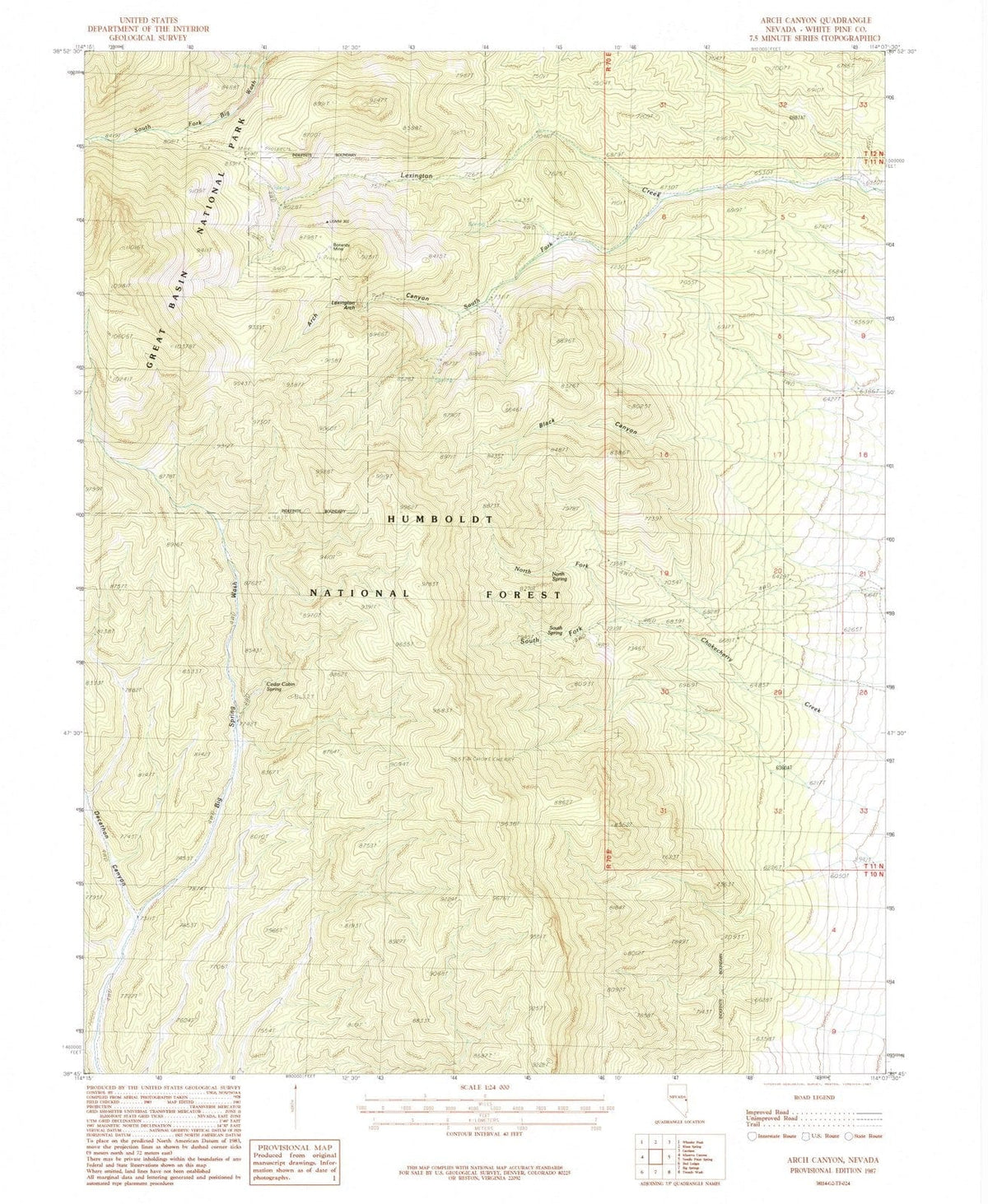 1987 Arch Canyon, NV - Nevada - USGS Topographic Map
