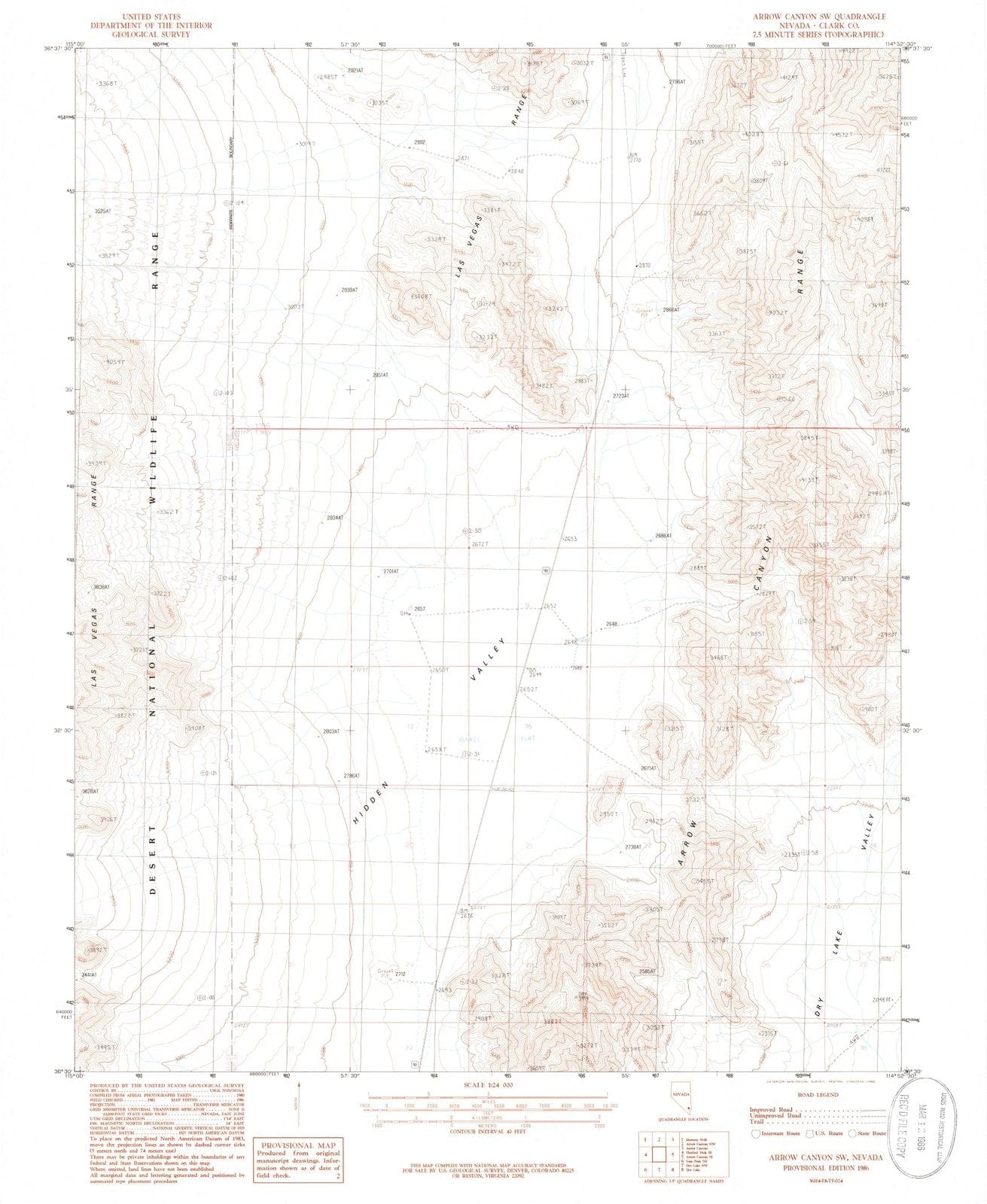 1986 Arrow Canyon, NV - Nevada - USGS Topographic Map v3