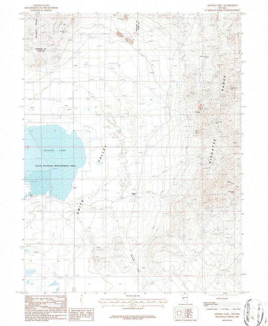 1986 Artesia Lake, NV - Nevada - USGS Topographic Map