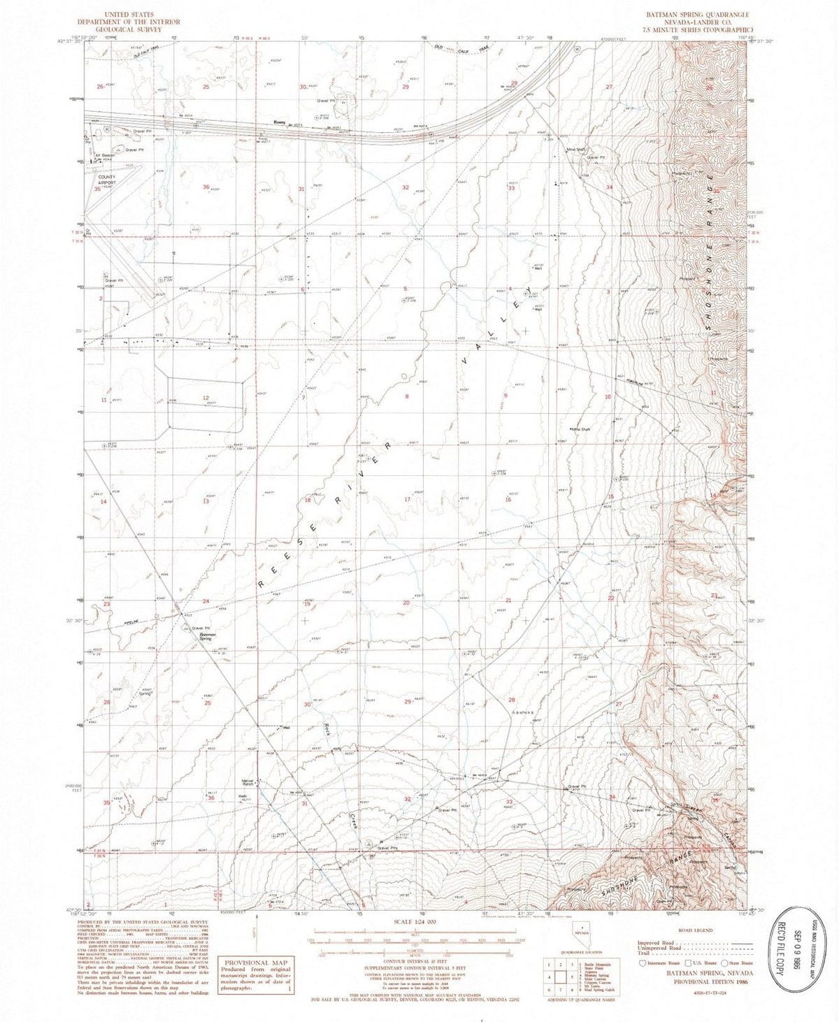 1986 Bateman Spring, NV - Nevada - USGS Topographic Map