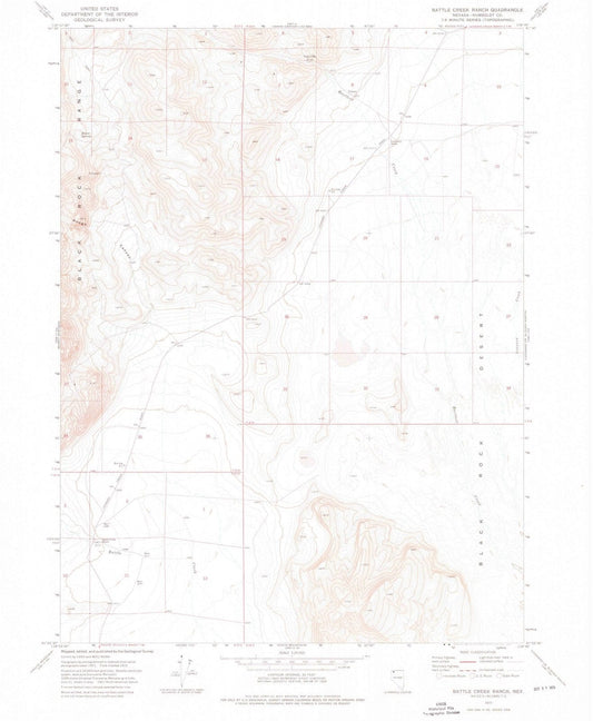 1972 Battle Creek Ranch, NV - Nevada - USGS Topographic Map