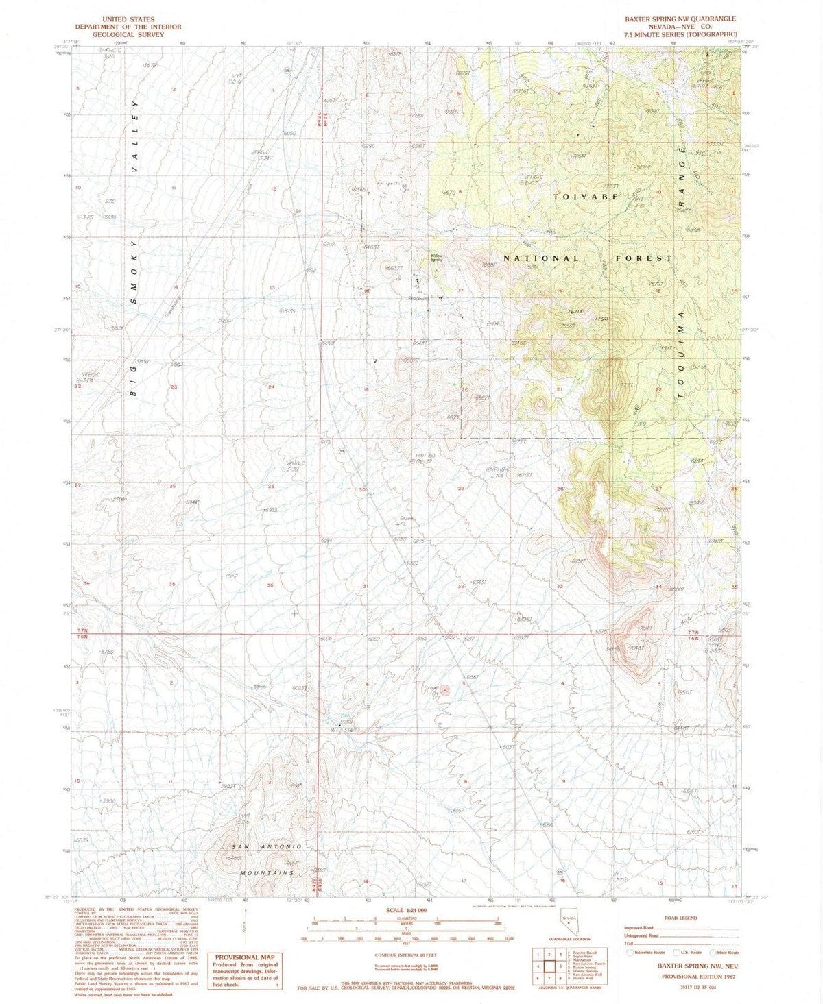 1987 Baxter Spring, NV - Nevada - USGS Topographic Map