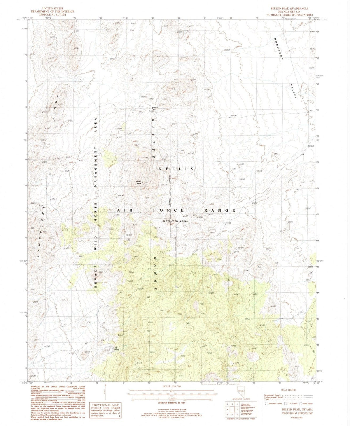 1987 Belted Peak, NV - Nevada - USGS Topographic Map