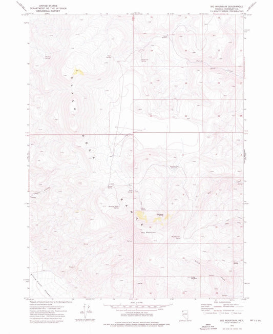 1972 Big Mountain, NV - Nevada - USGS Topographic Map