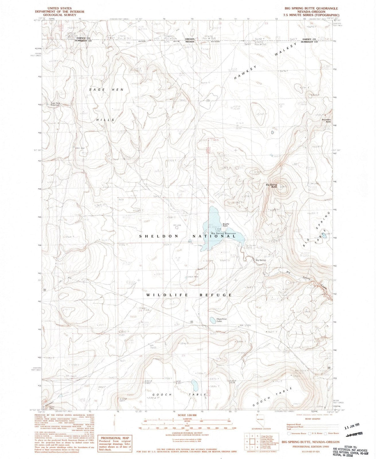 1990 Big Spring Butte, NV - Nevada - USGS Topographic Map