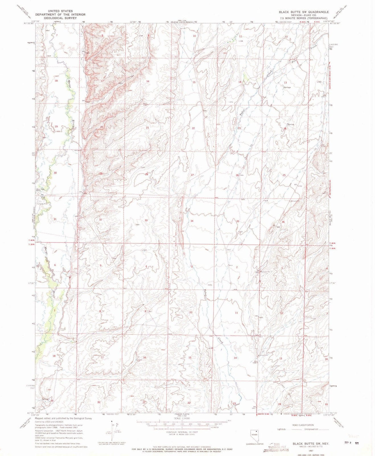 1967 Black Butte, NV - Nevada - USGS Topographic Map v2