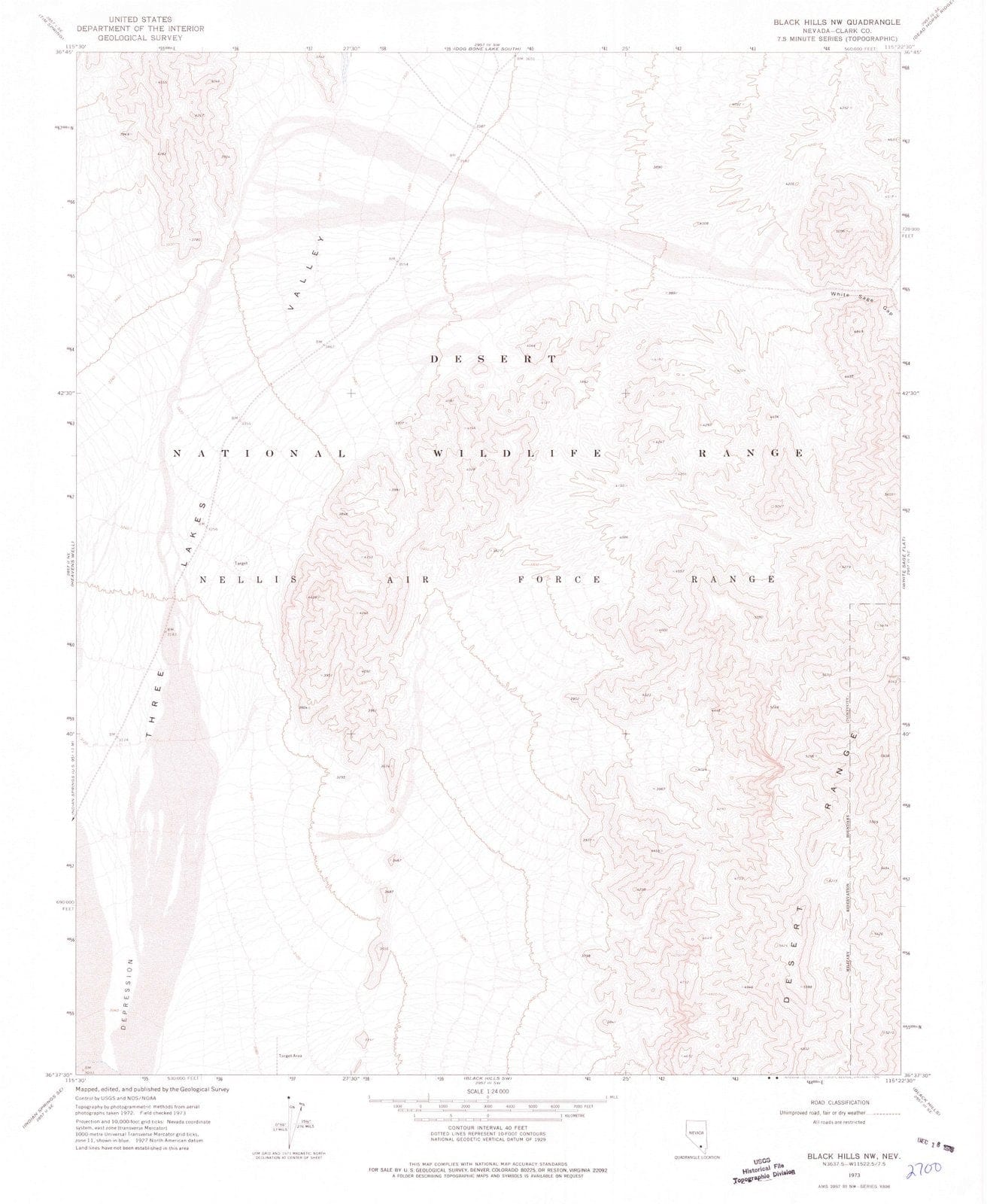 1973 Black Hills, NV - Nevada - USGS Topographic Map