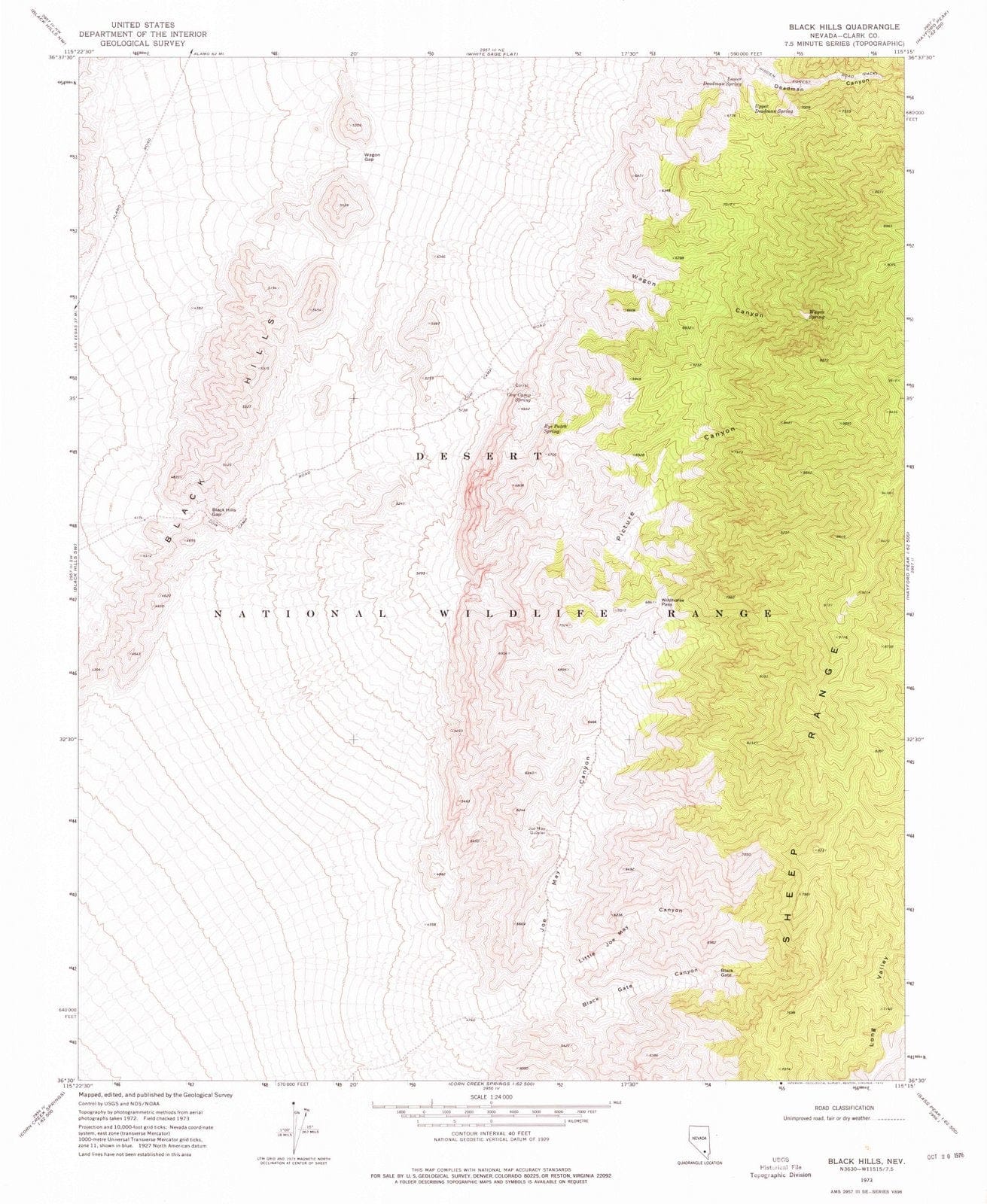 1973 Black Hills, NV - Nevada - USGS Topographic Map v3
