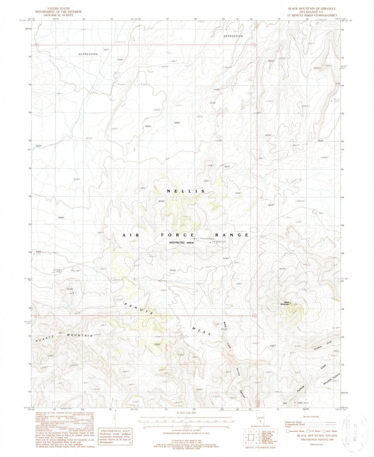 1988 Black Mountain, NV - Nevada - USGS Topographic Map