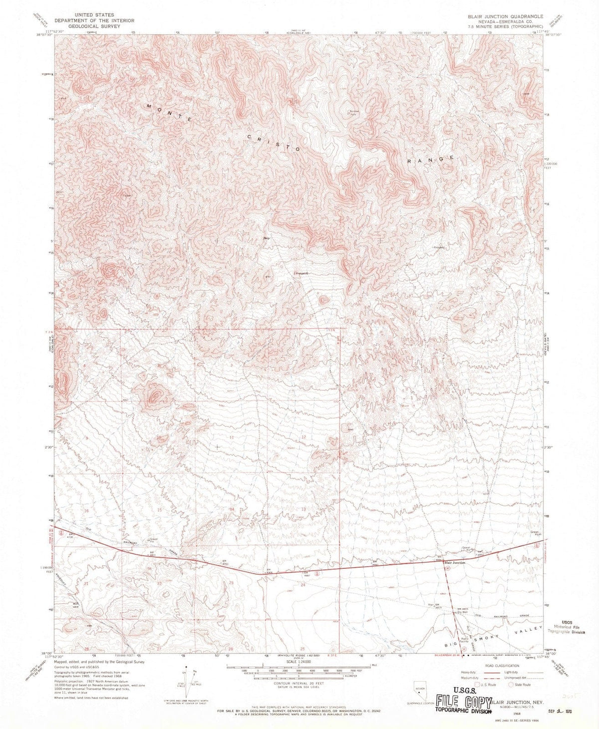 1968 Blair Junction, NV - Nevada - USGS Topographic Map