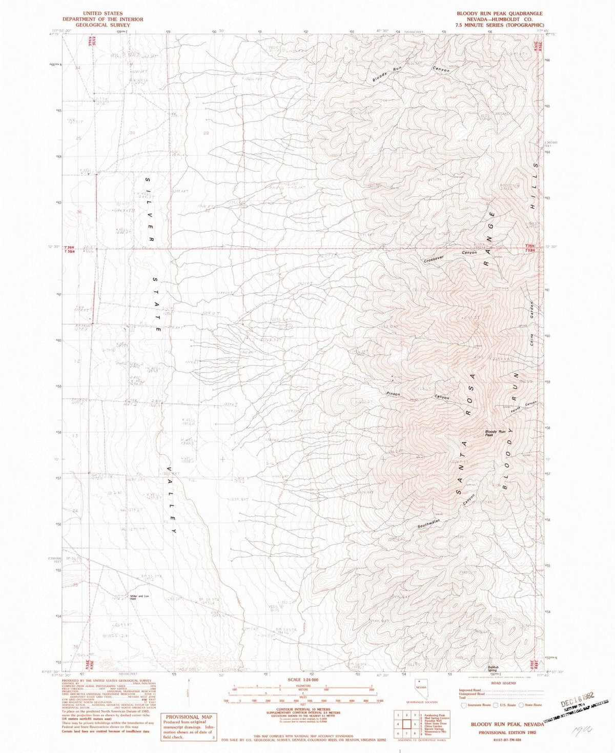 1982 Bloody Run Peak, NV - Nevada - USGS Topographic Map