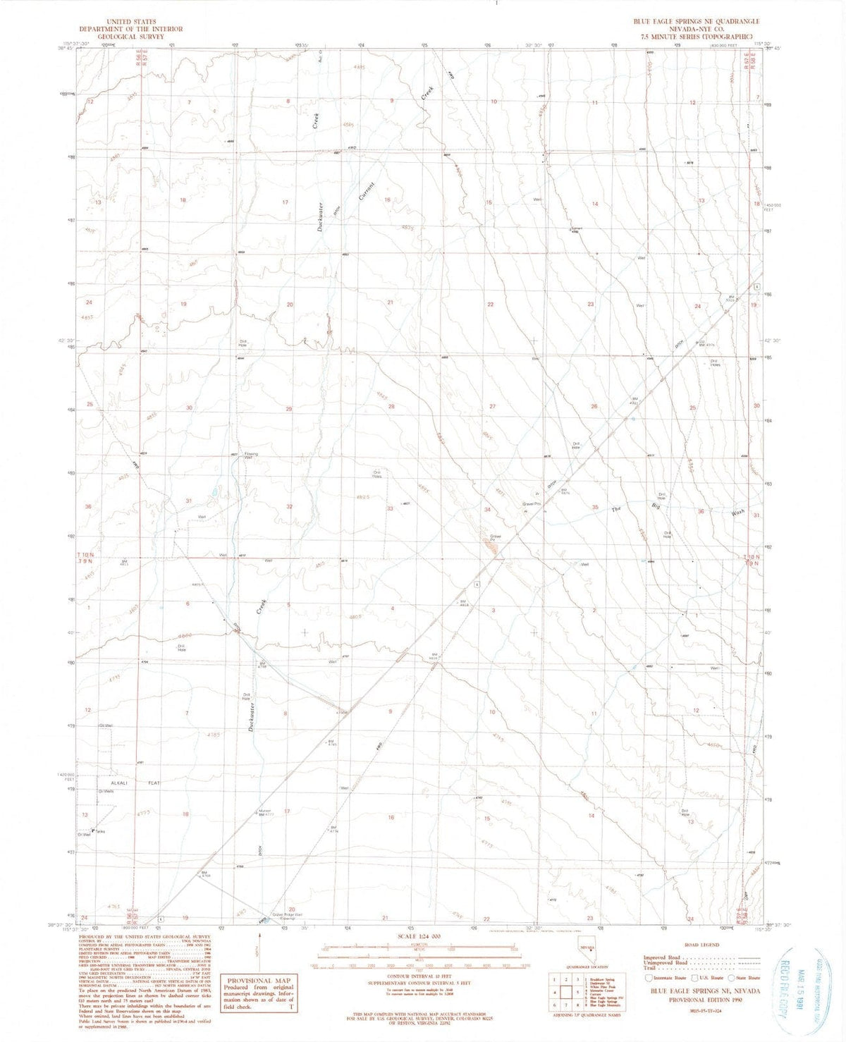 1990 Blue Eagle Springs, NV - Nevada - USGS Topographic Map