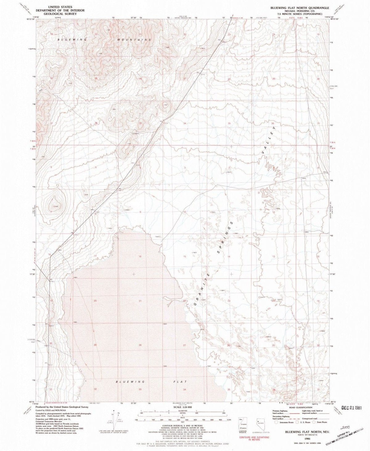 1981 Bluewing Flat North, NV - Nevada - USGS Topographic Map
