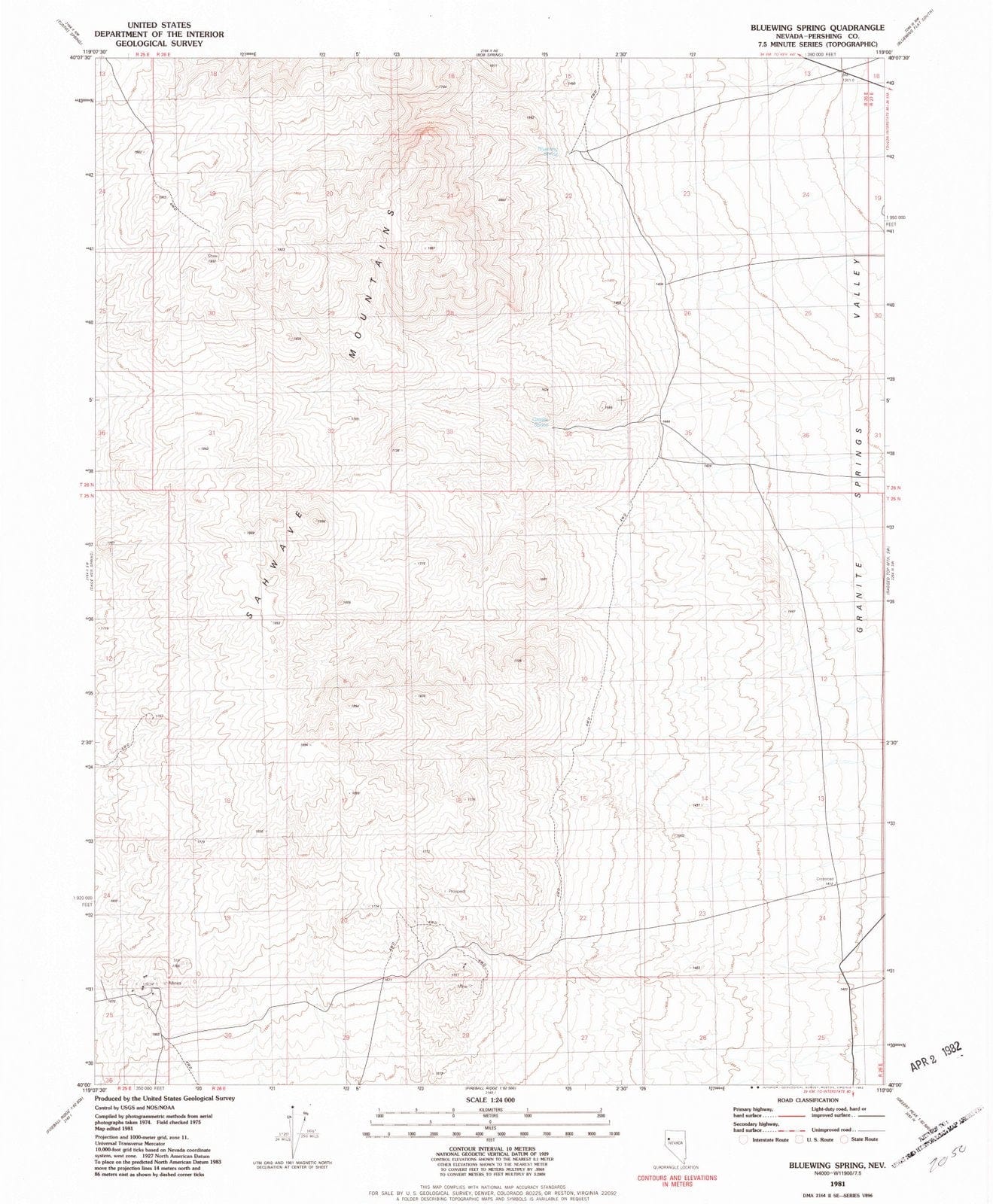 1981 Bluewing Spring, NV - Nevada - USGS Topographic Map