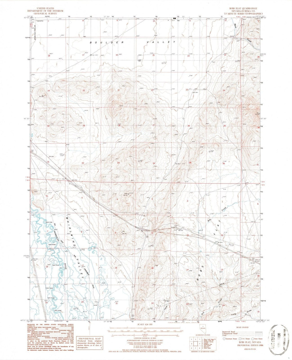 1986 Bobs Flat, NV - Nevada - USGS Topographic Map