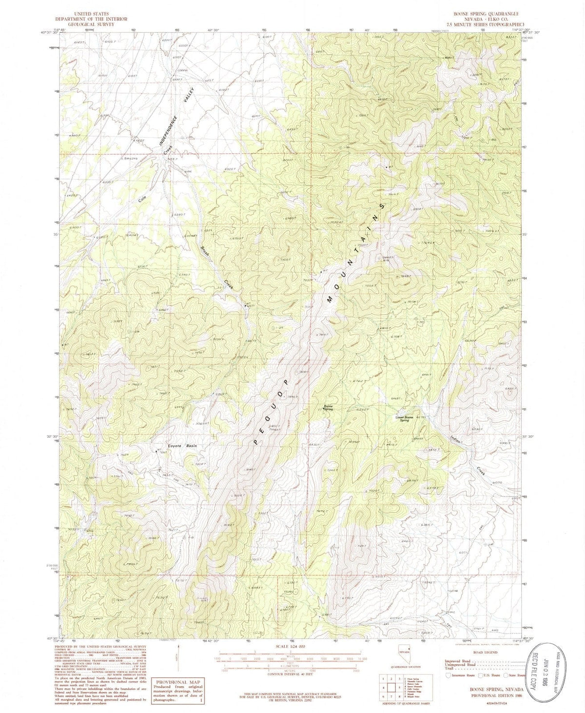 1986 Boone Spring, NV - Nevada - USGS Topographic Map