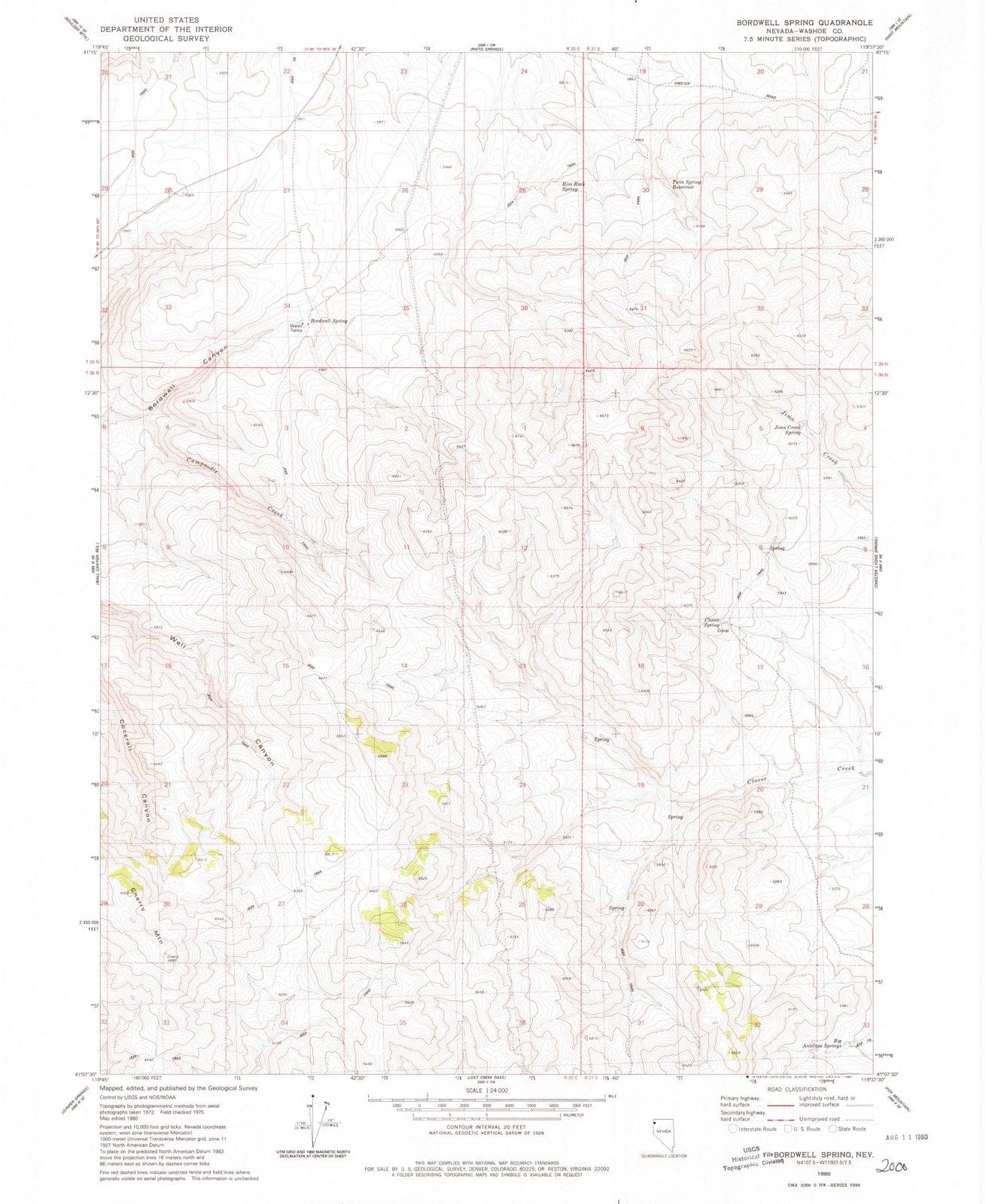 1980 Bordwell Spring, NV - Nevada - USGS Topographic Map