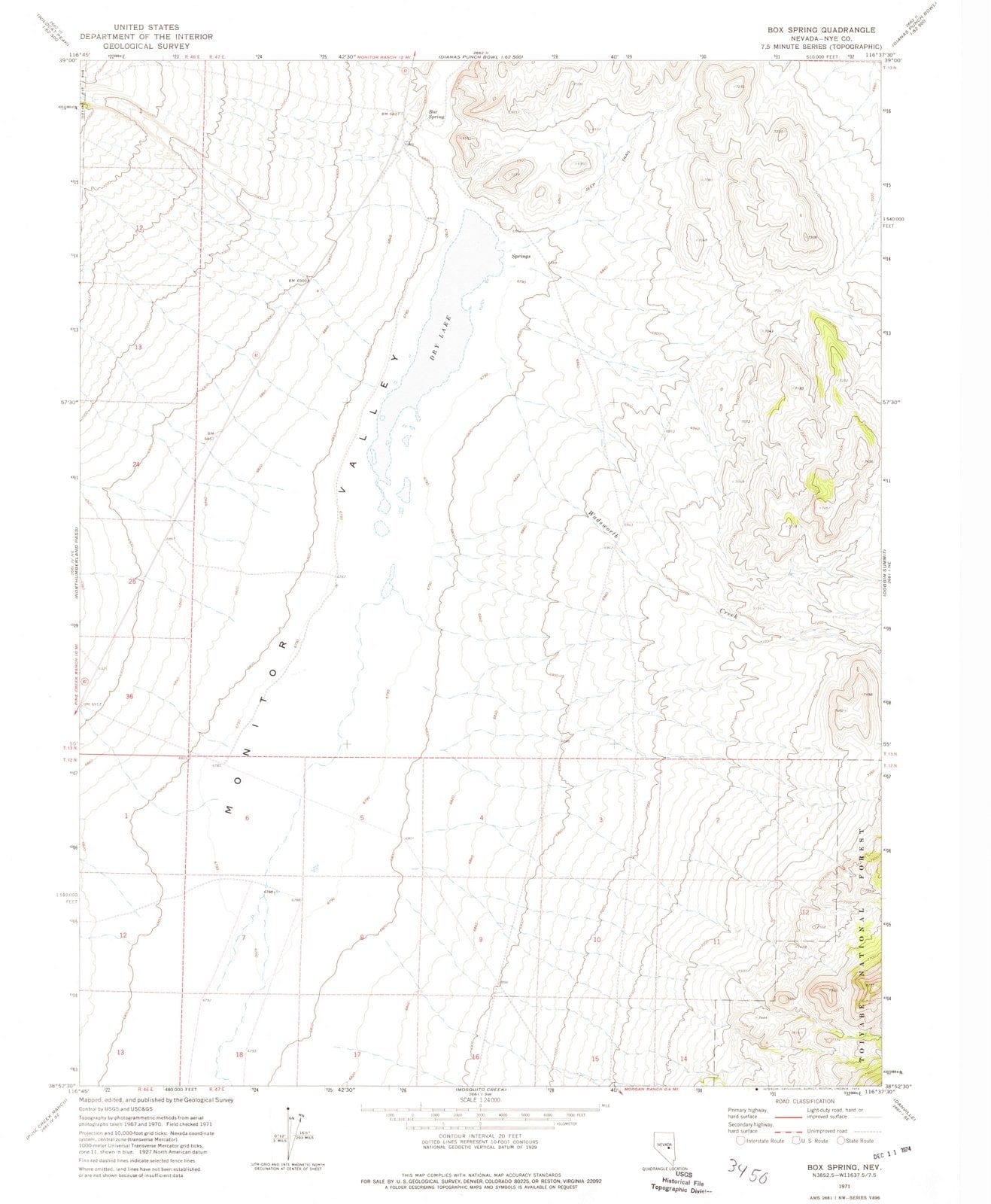 1971 Box Spring, NV - Nevada - USGS Topographic Map