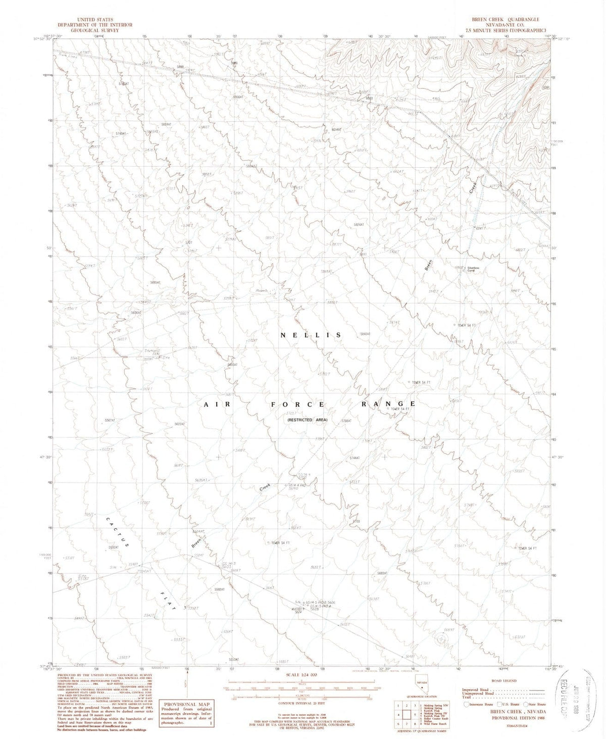 1988 Breen Creek, NV - Nevada - USGS Topographic Map