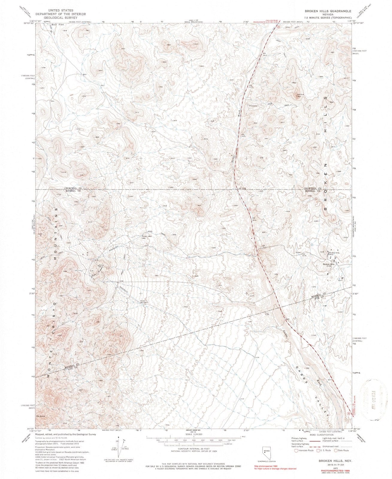 1972 Broken Hills, NV - Nevada - USGS Topographic Map