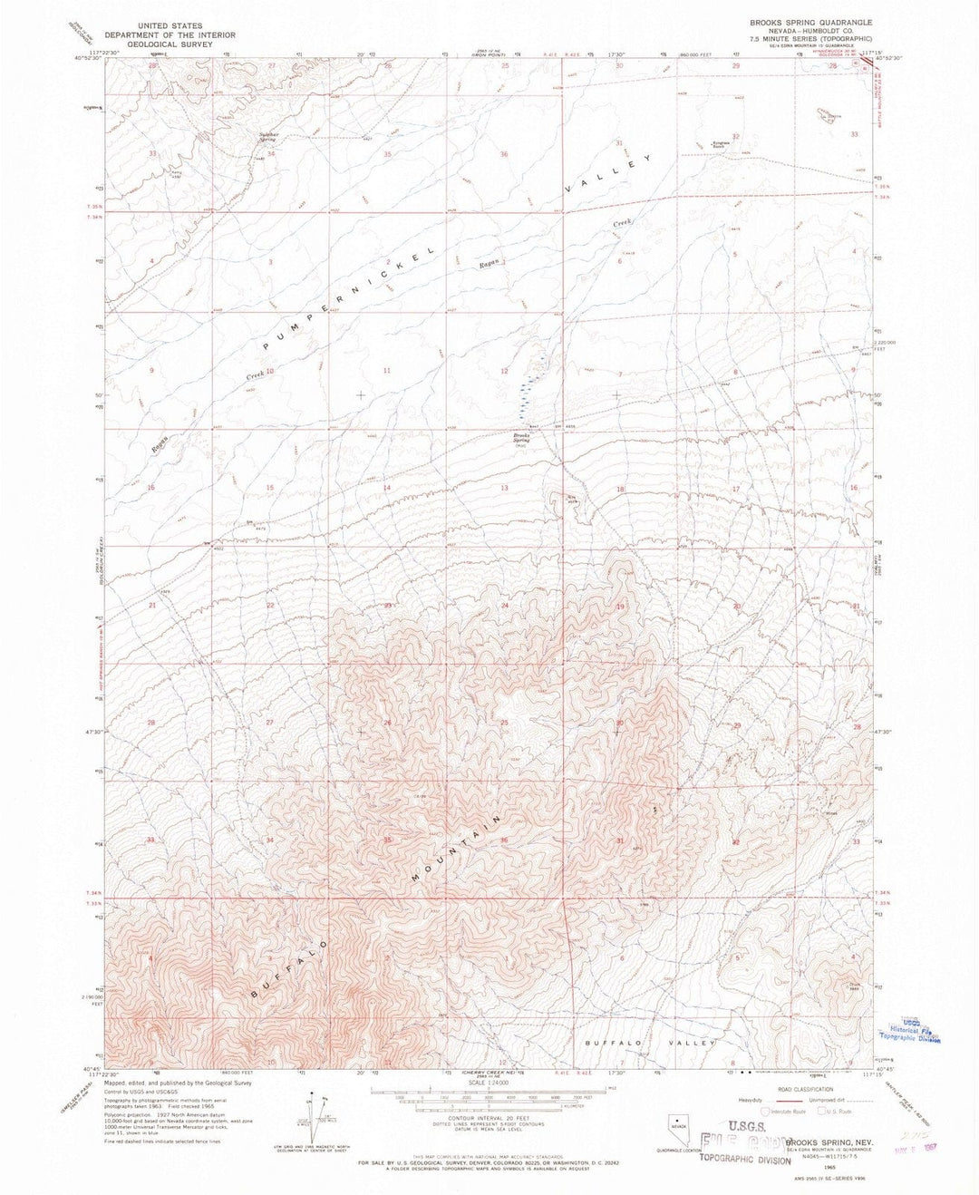1965 Brooks Spring, NV - Nevada - USGS Topographic Map