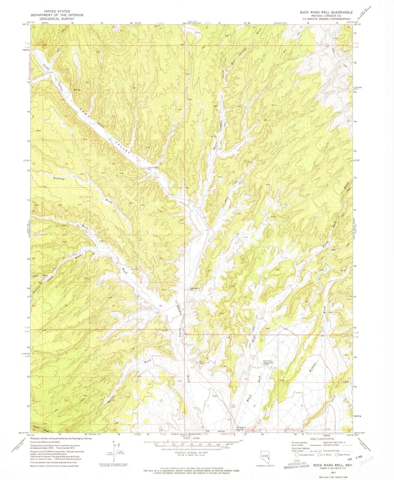1972 Buck Wash Well, NV - Nevada - USGS Topographic Map
