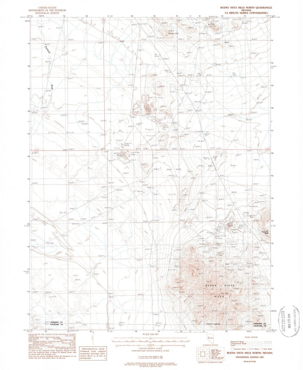 1987 Buena Vista Hills North, NV - Nevada - USGS Topographic Map