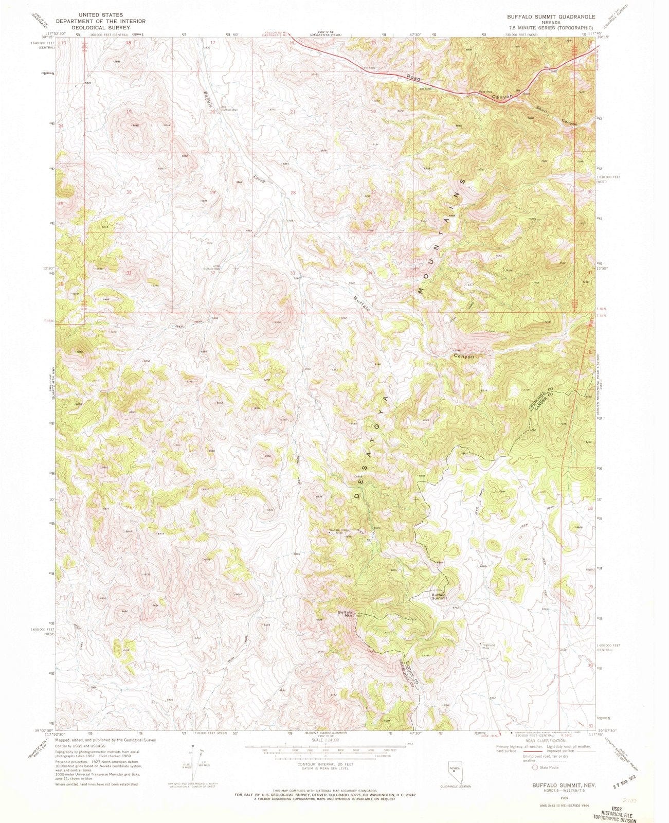 1969 Buffalo Summit, NV - Nevada - USGS Topographic Map